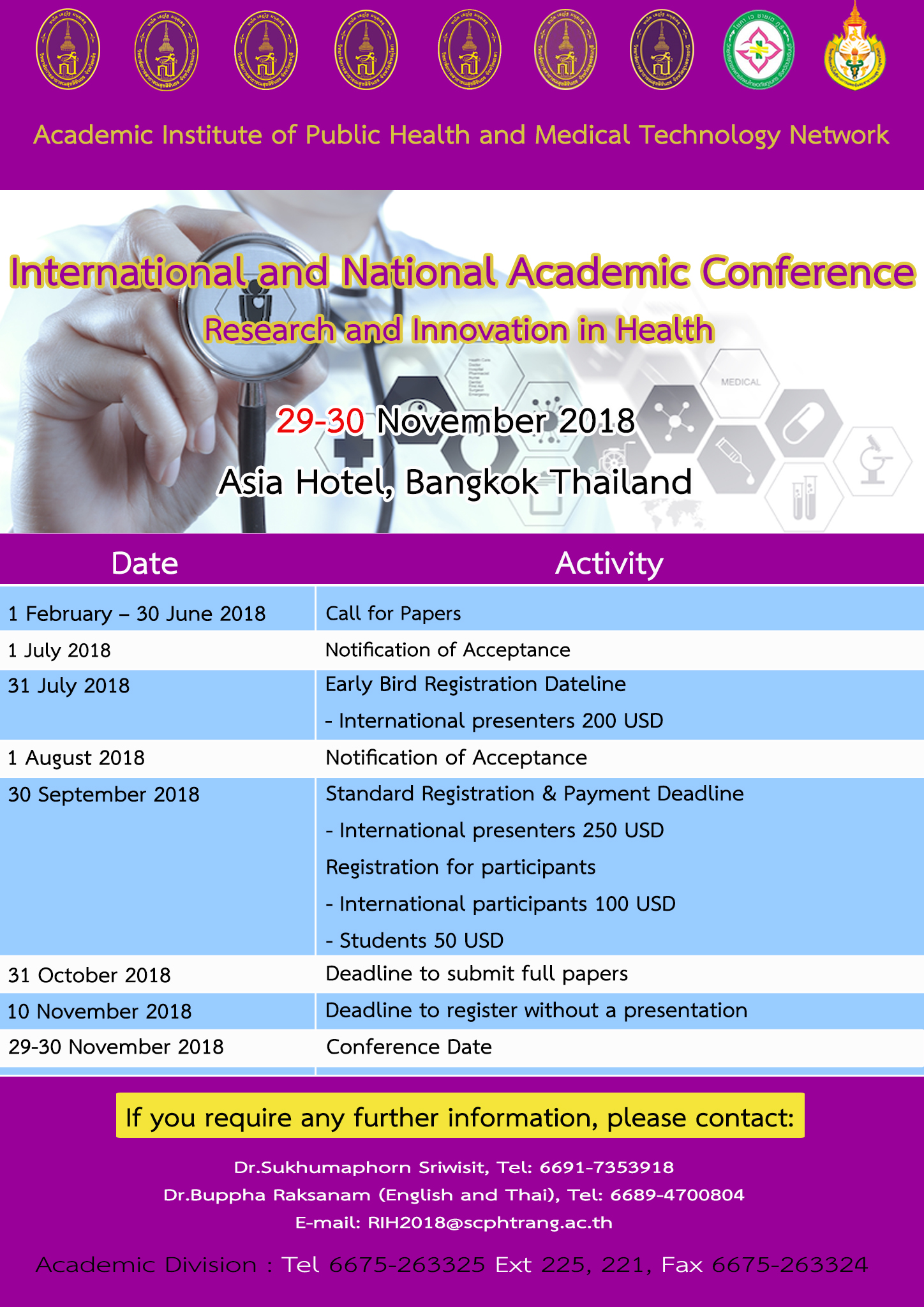 1st International and 4th National Academic Conference: Research and Innovation in Health